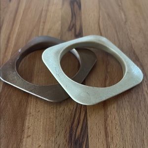 Vintage plastic faux wood Square Bracelets